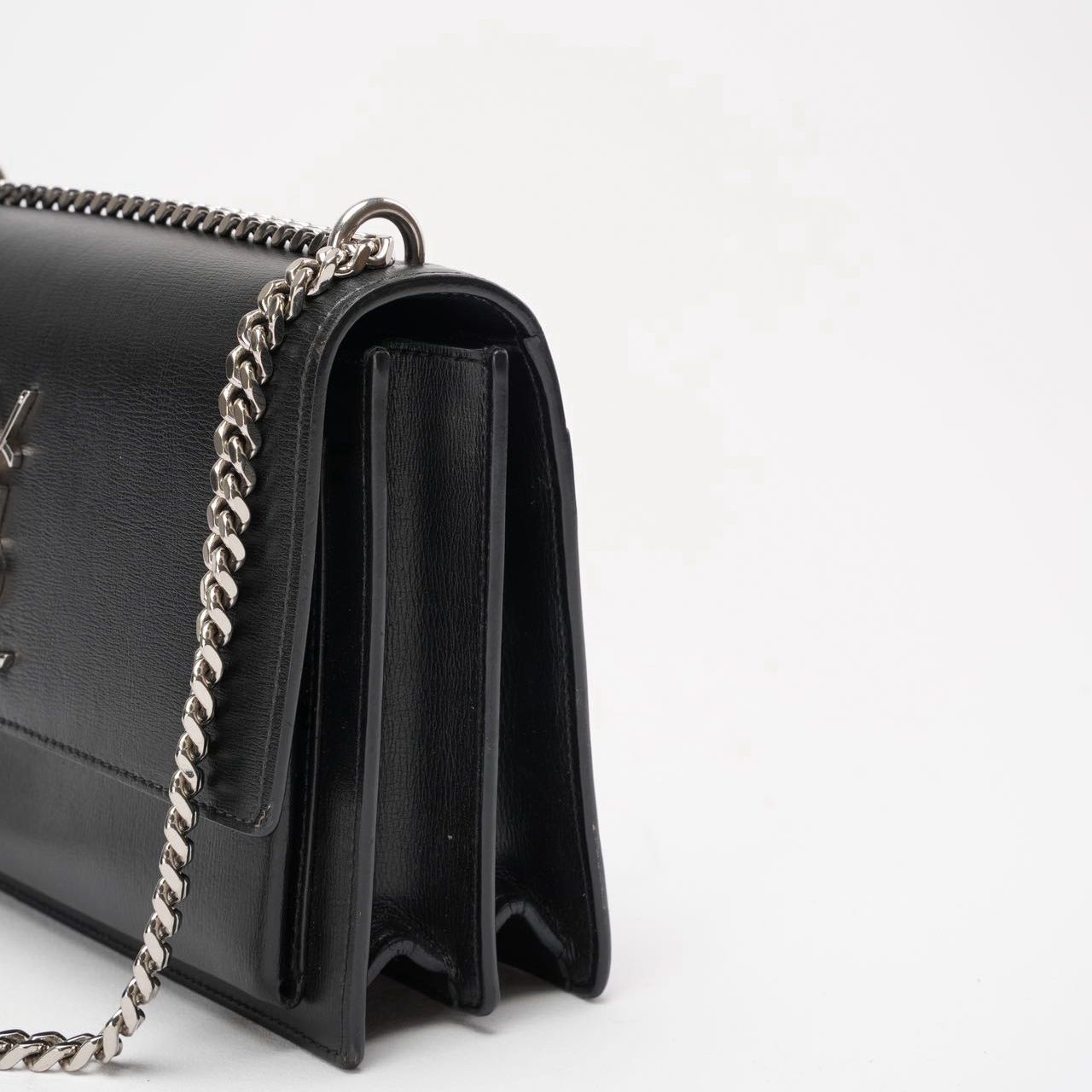 Saint Laurent Black Calfskin Medium Monogram Sunset