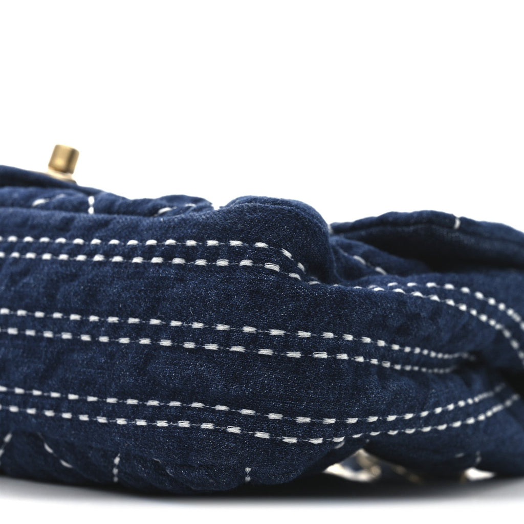 Denim Quilted Medium Denim Trip Single Flap Blue