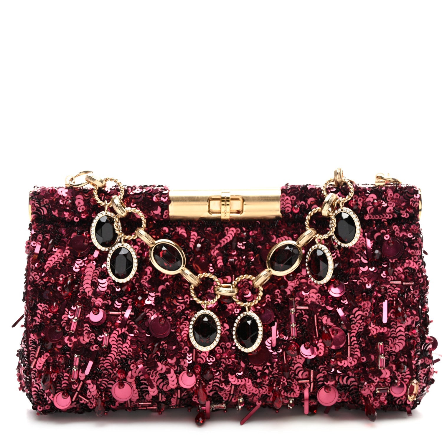 Sequin Crystal Embellished Marlene Chain Clutch Bordeaux Rosso