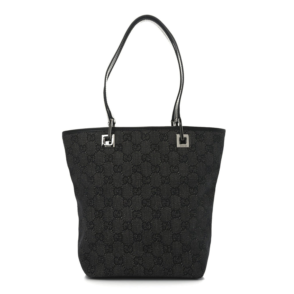 Denim Monogram Small Bucket Tote Black