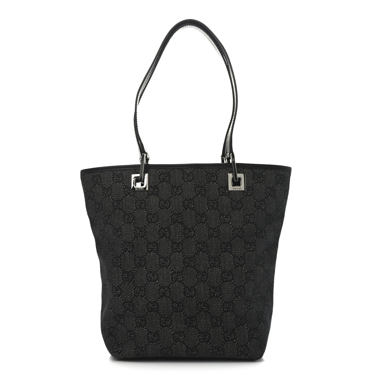 Denim Monogram Small Bucket Tote Black