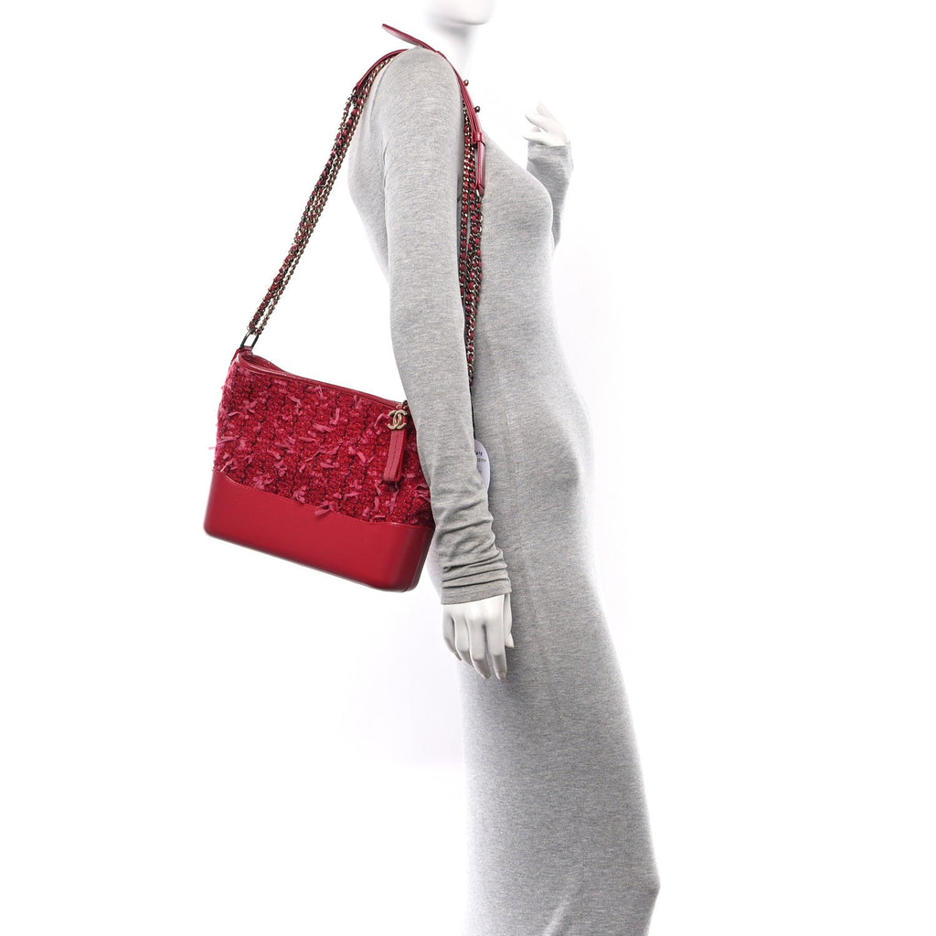 Tweed Calfskin Medium Gabrielle Hobo Pink