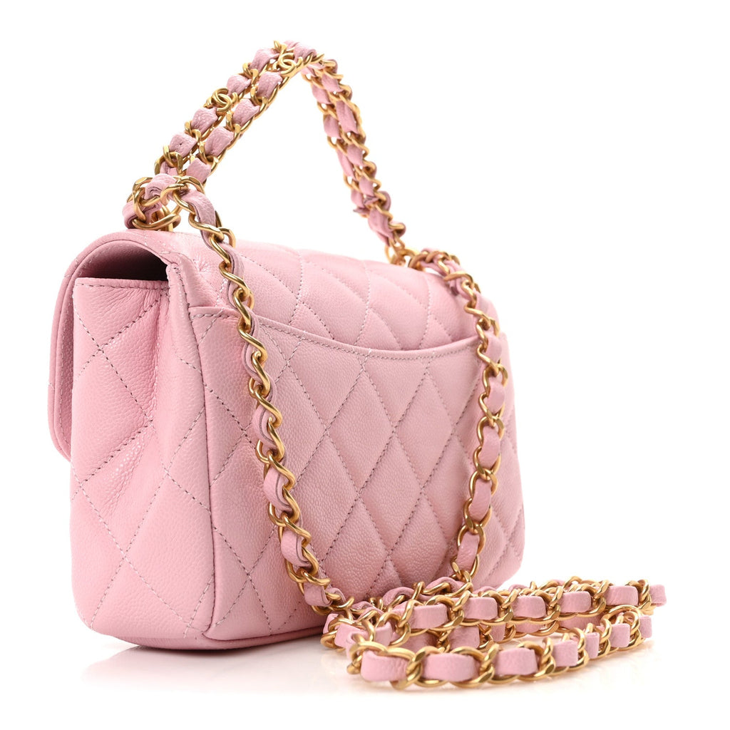 Caviar Quilted Mini Flap Light Pink