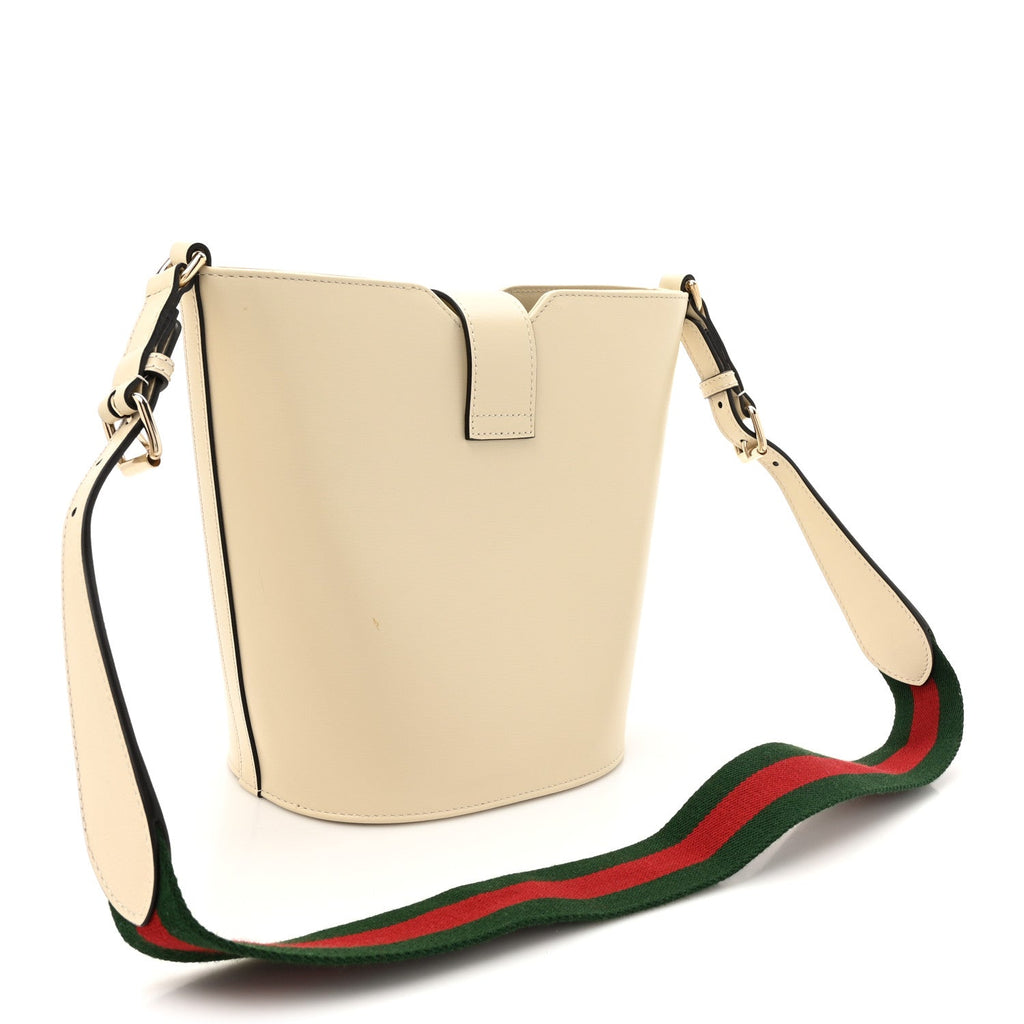 Tritone Calfskin Web Mini Ophidia Bucket Bag New Ivoire