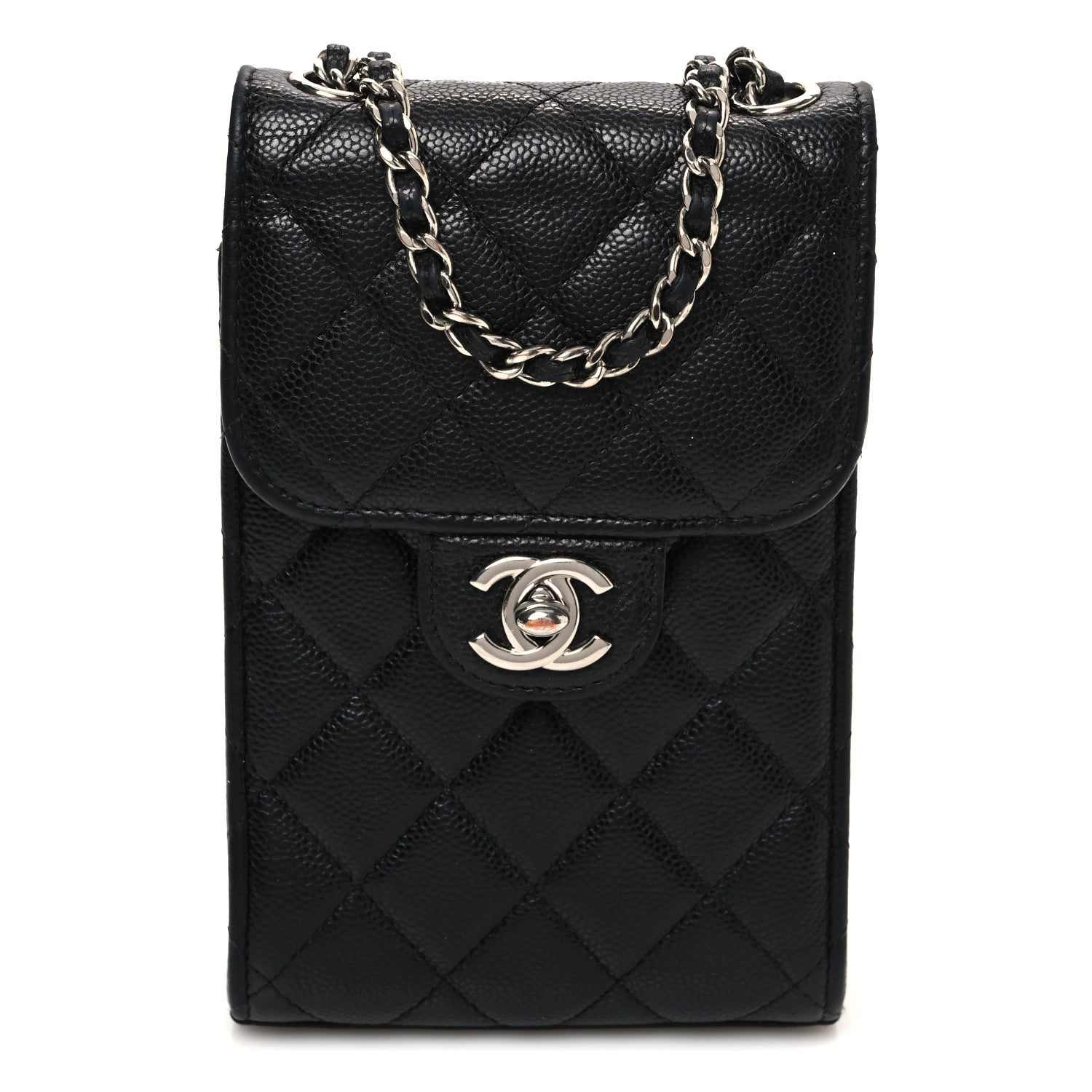 Caviar Quilted Classic Phone Holder Black