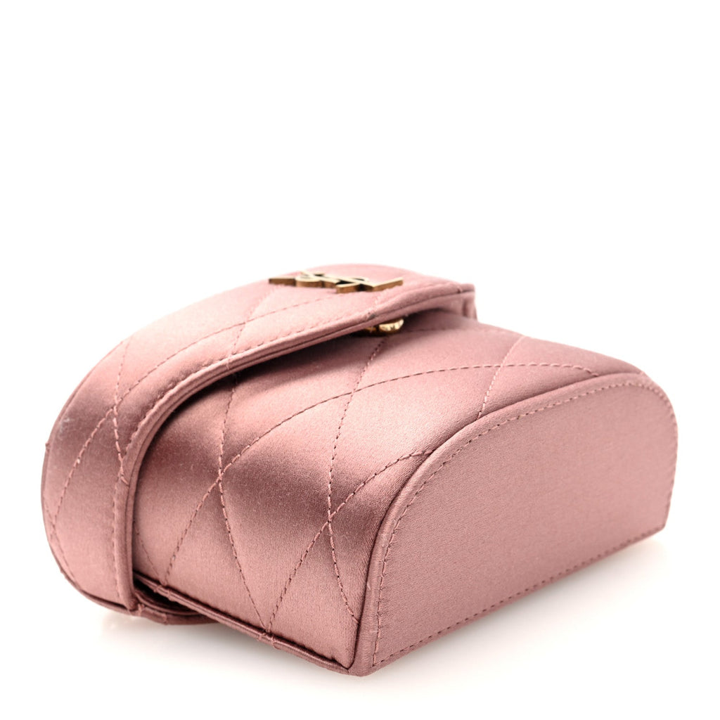 Satin Matelasse Monogram Micro June Box Bag Dragee