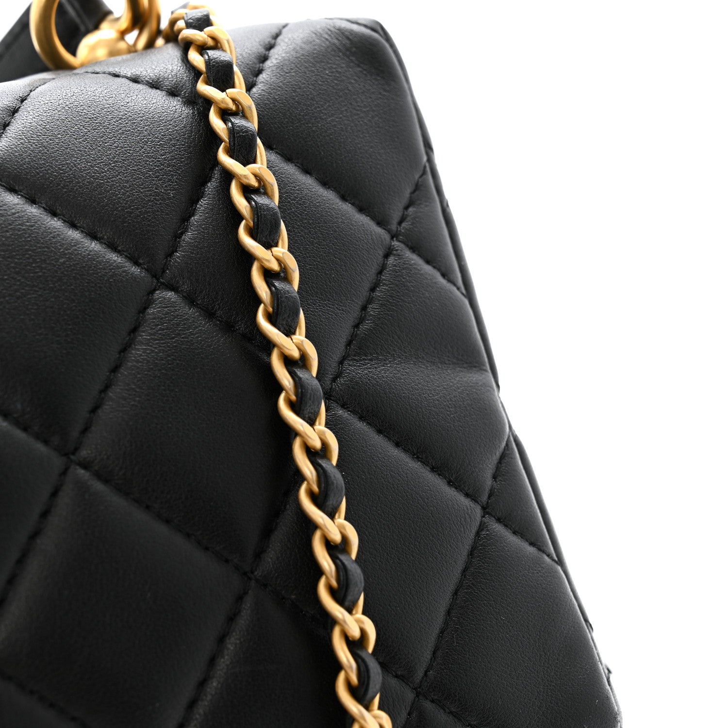 Lambskin Quilted CC Bowling Bag Black