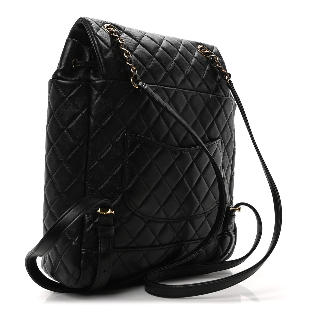 Lambskin Quilted Large Urban Spirit Backpack Black