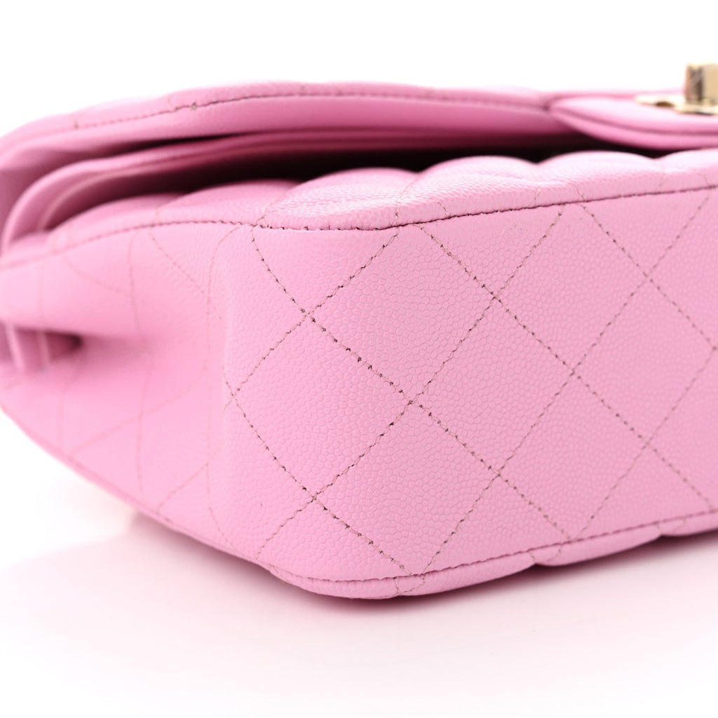 Caviar Quilted Medium Double Flap Lilac