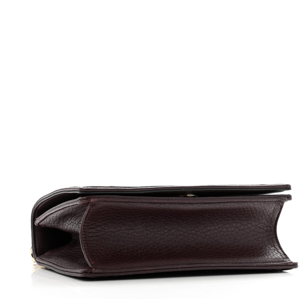 Grained Calfskin Small Diorama Flap Bag Burgundy