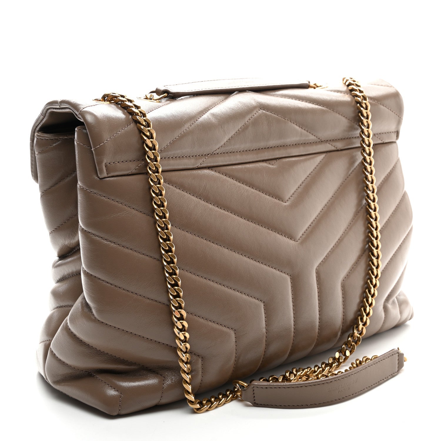 Calfskin Y Quilted Monogram Medium Loulou Chain Satchel Taupe
