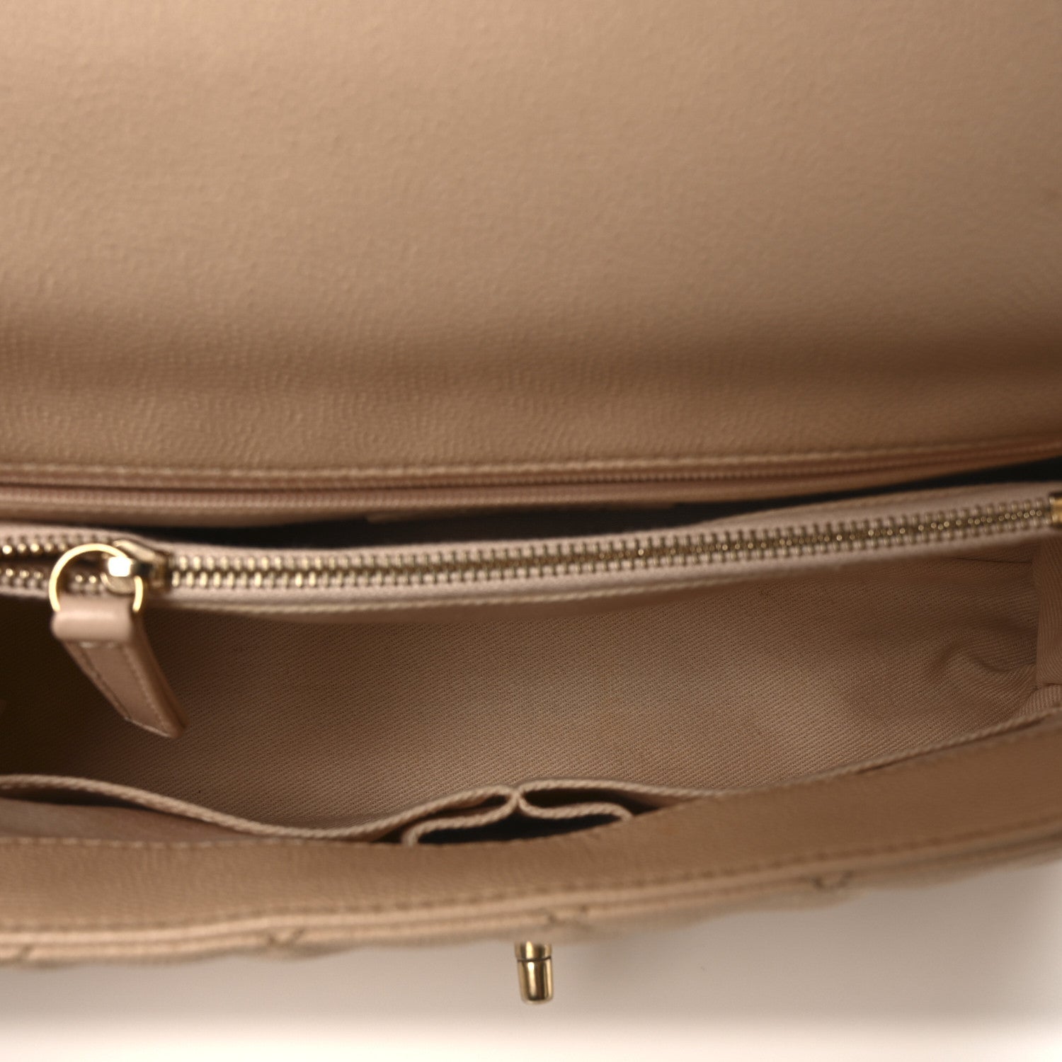 Caviar Quilted Small Coco Handle Flap Beige