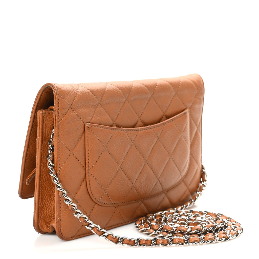 Caviar Quilted Wallet On Chain WOC Light Brown