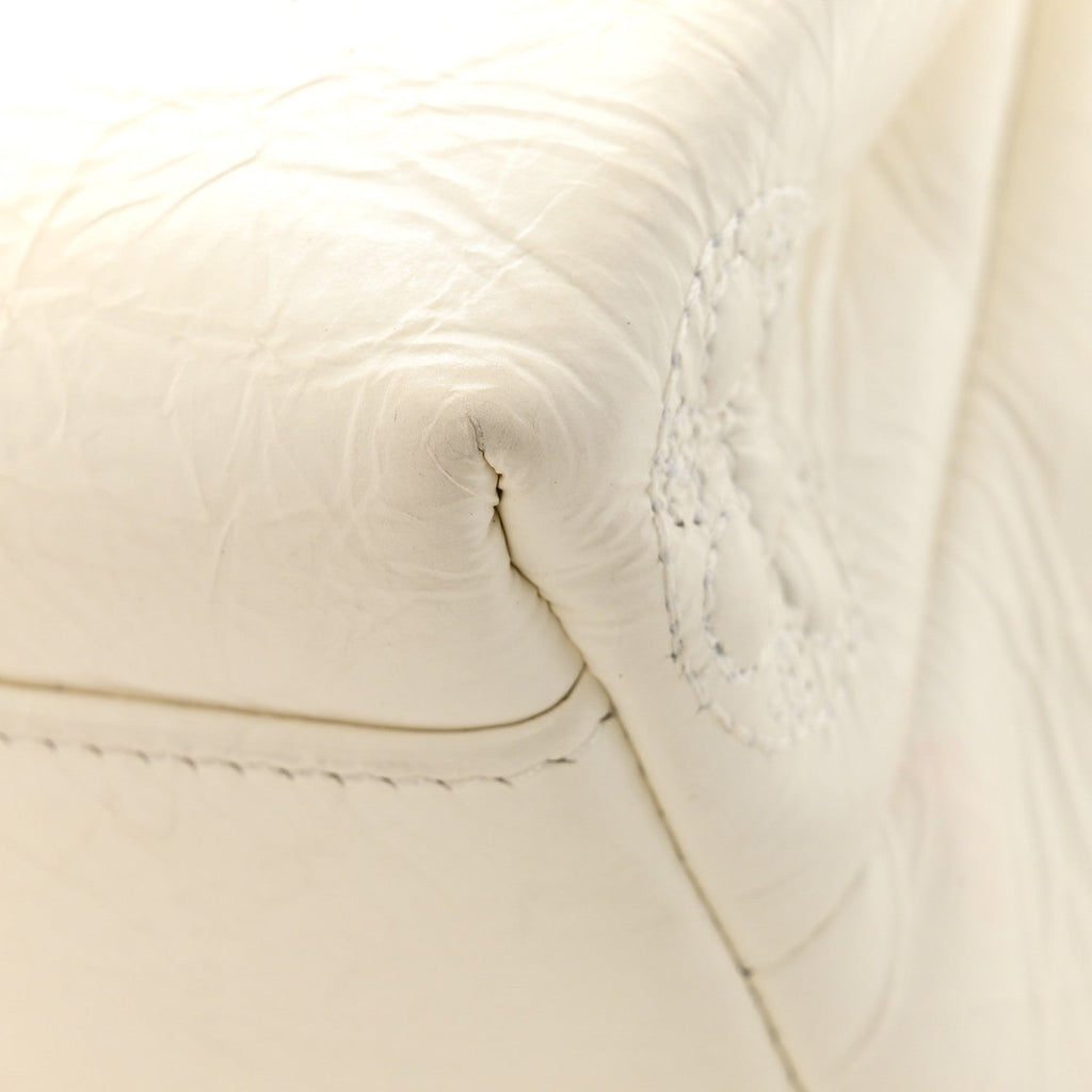 Crumbled Calfskin Embossed Flap White