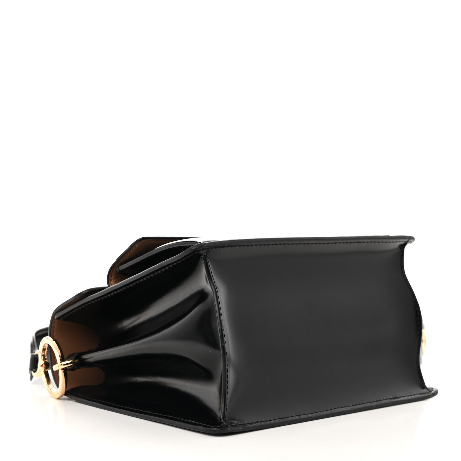 Shiny Calfskin Uptown Shoulder Bag Black