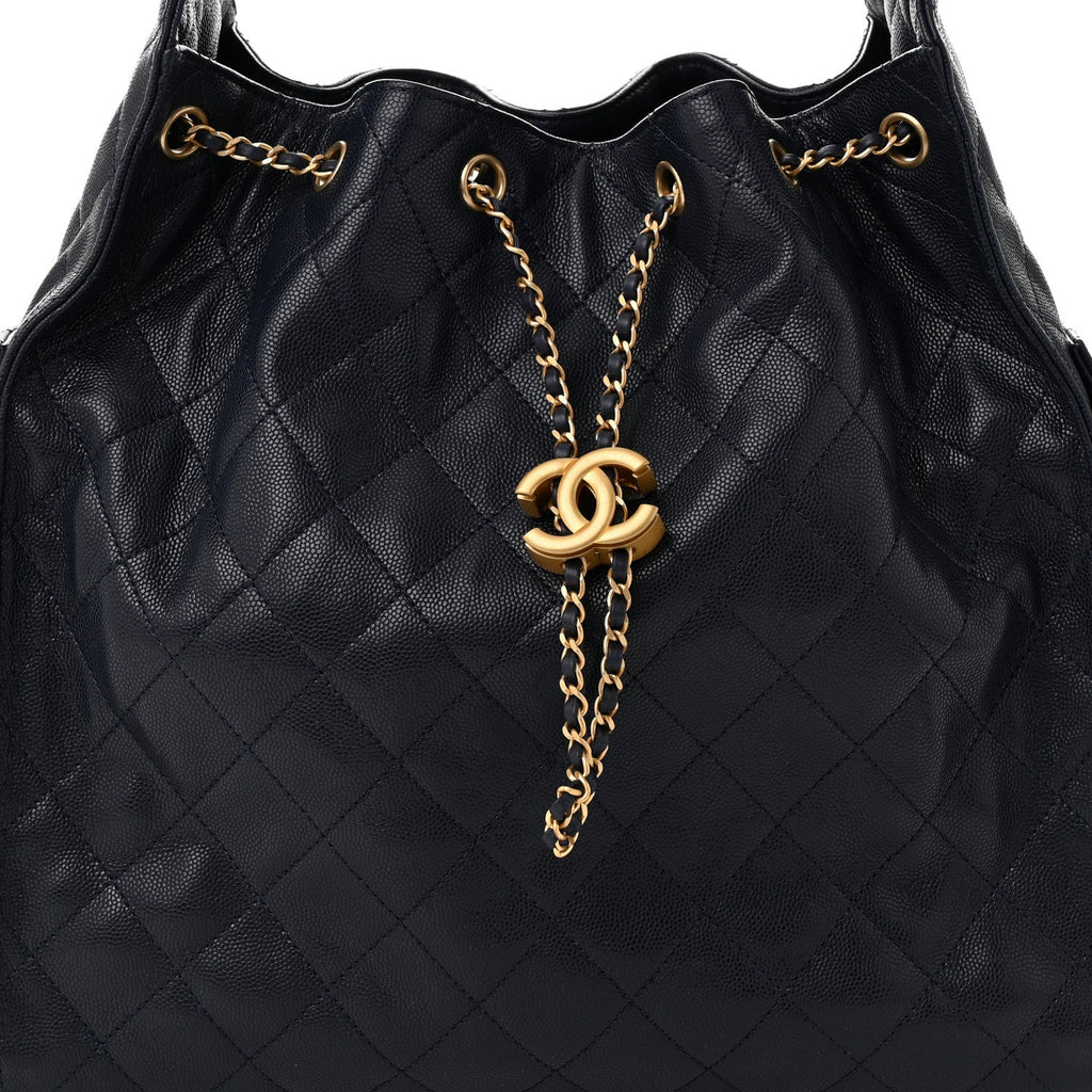Caviar Quilted Medium Chanel 25 Handbag Dark Navy