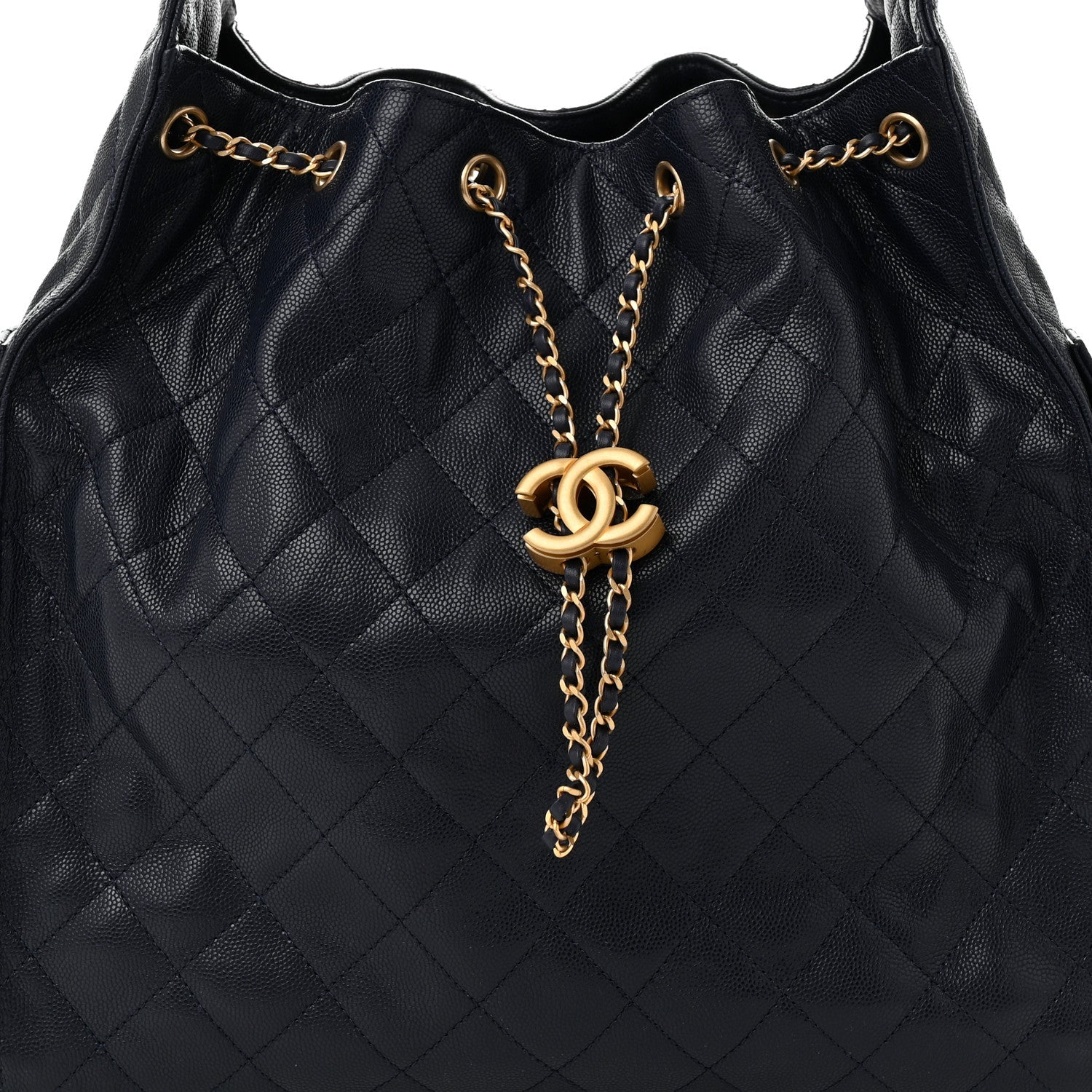 Caviar Quilted Medium Chanel 25 Handbag Dark Navy