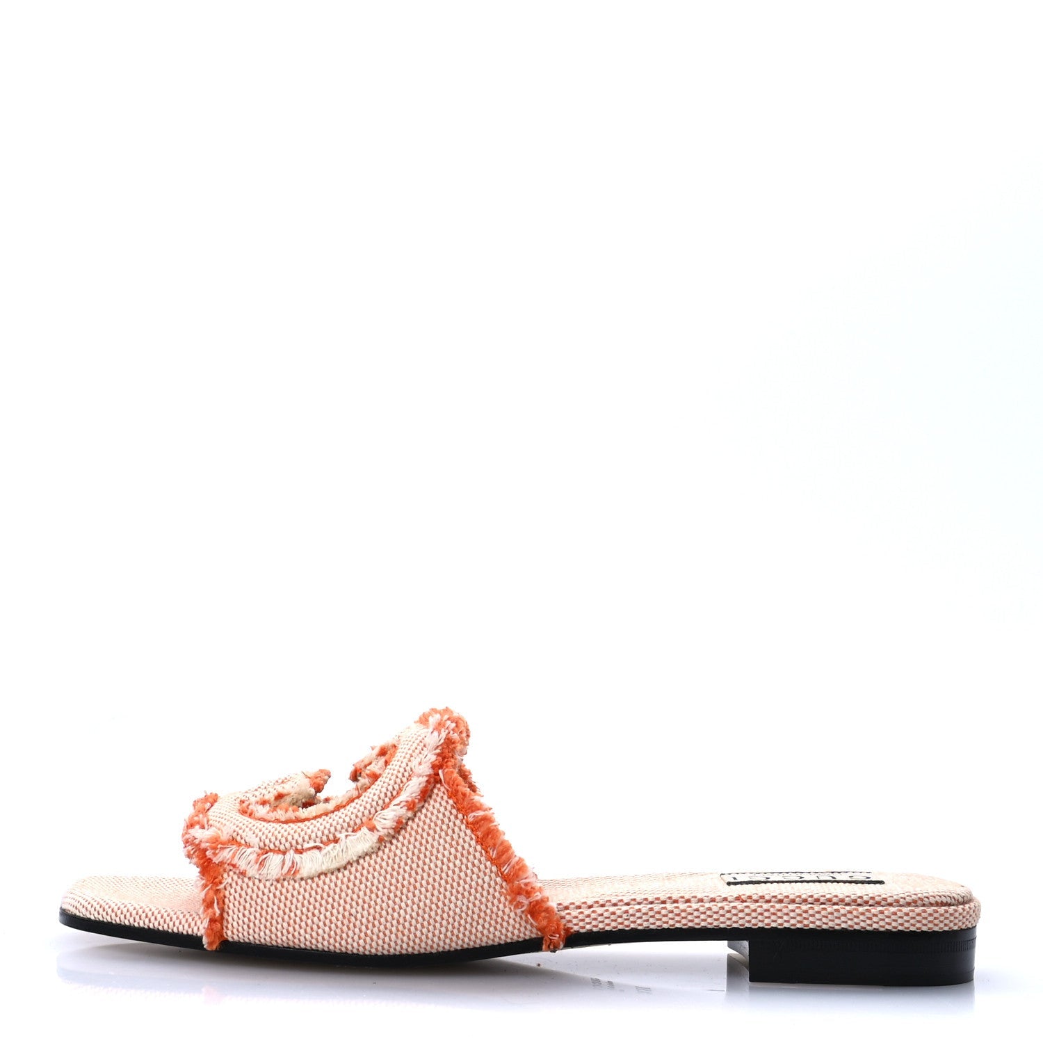 Canvas Interlocking G Bicolor Mountain Slide Sandals 38.5 Orange Natural