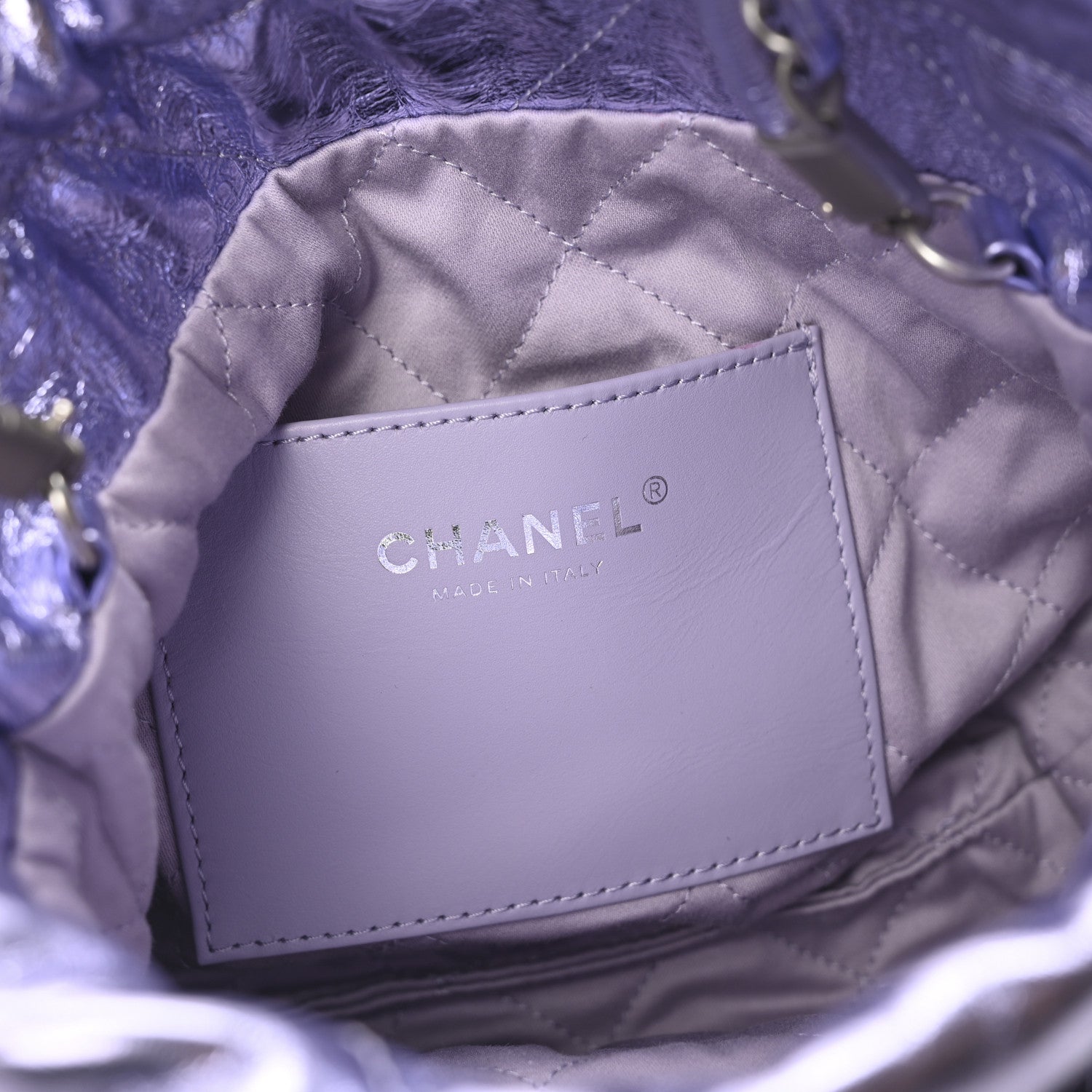 Metallic Calfskin Quilted Mini Chanel 22 Lilac