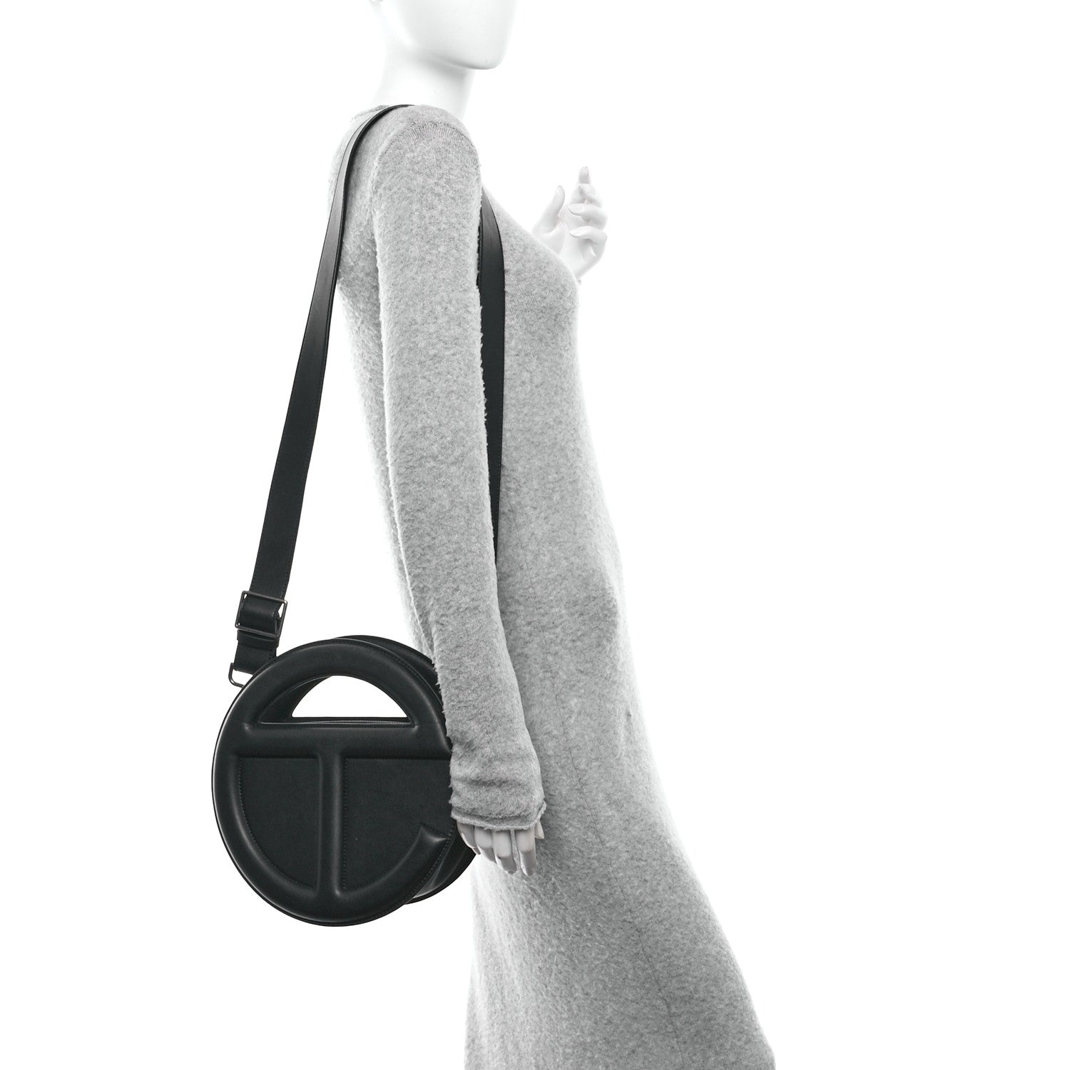 Vegan Leather Round Circle Bag Black