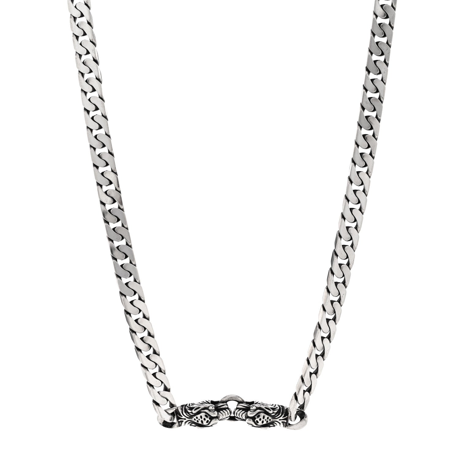 Sterling Silver Tigers  Head Choker Chain Necklace