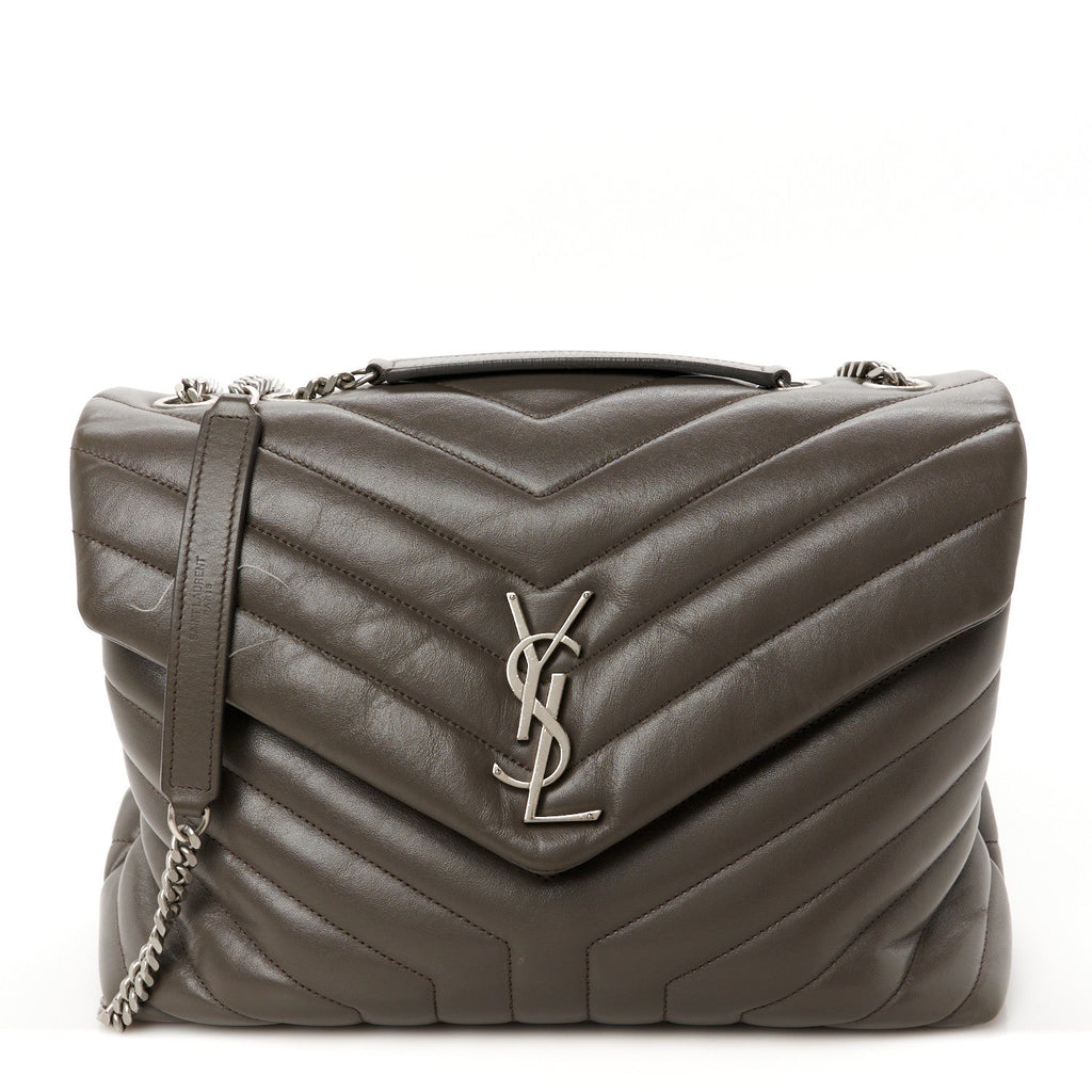 Calfskin Y Quilted Monogram Medium Loulou Chain Satchel Earth