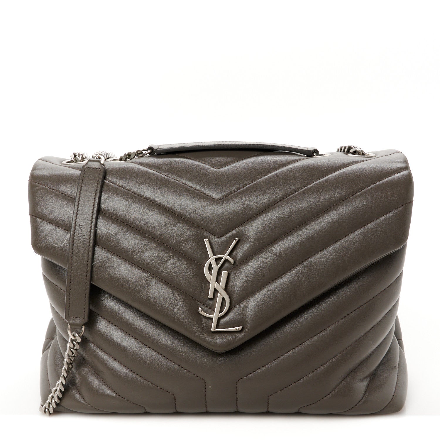 Calfskin Y Quilted Monogram Medium Loulou Chain Satchel Earth