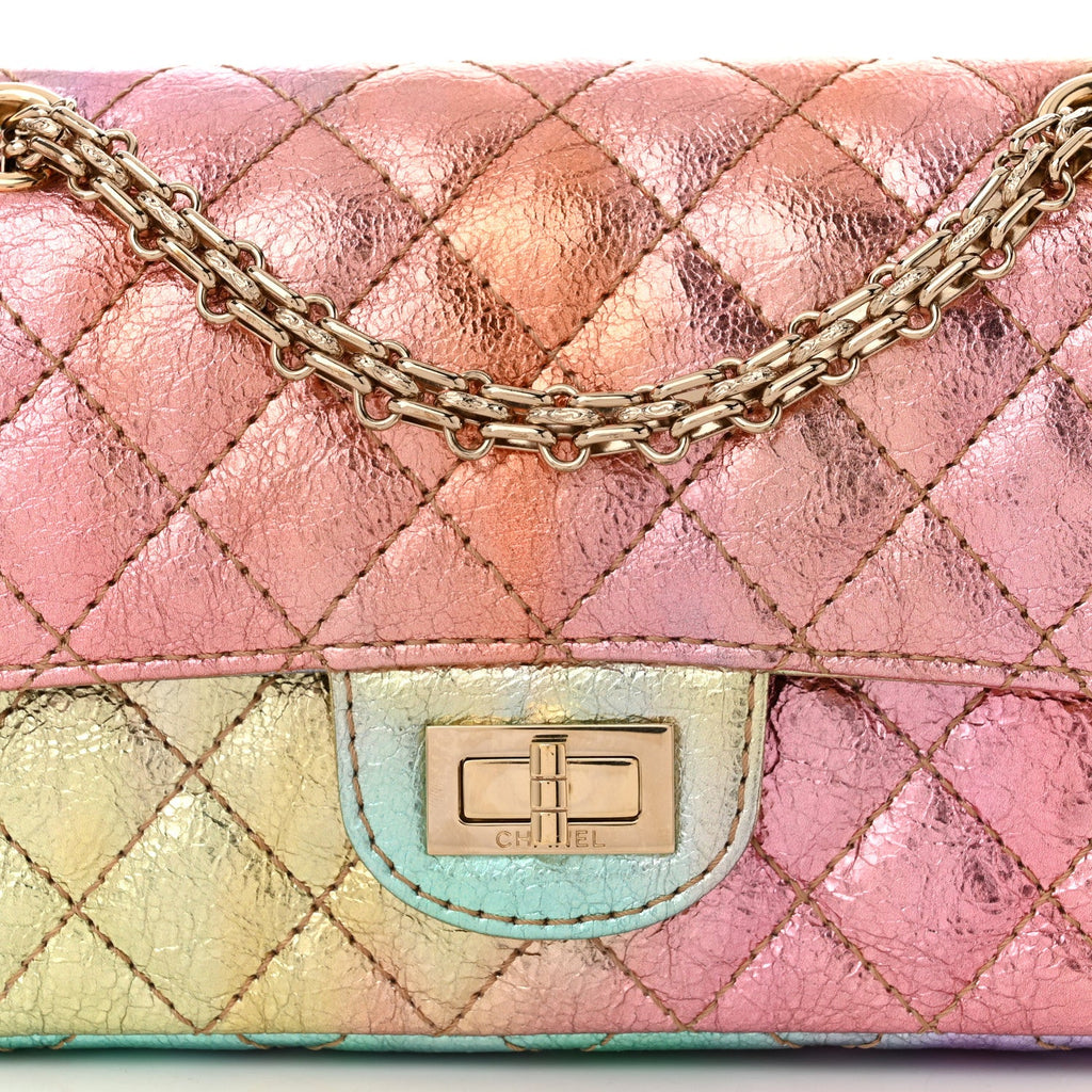 Metallic Goatskin Quilted Mini 2.55 Reissue Flap Multicolor