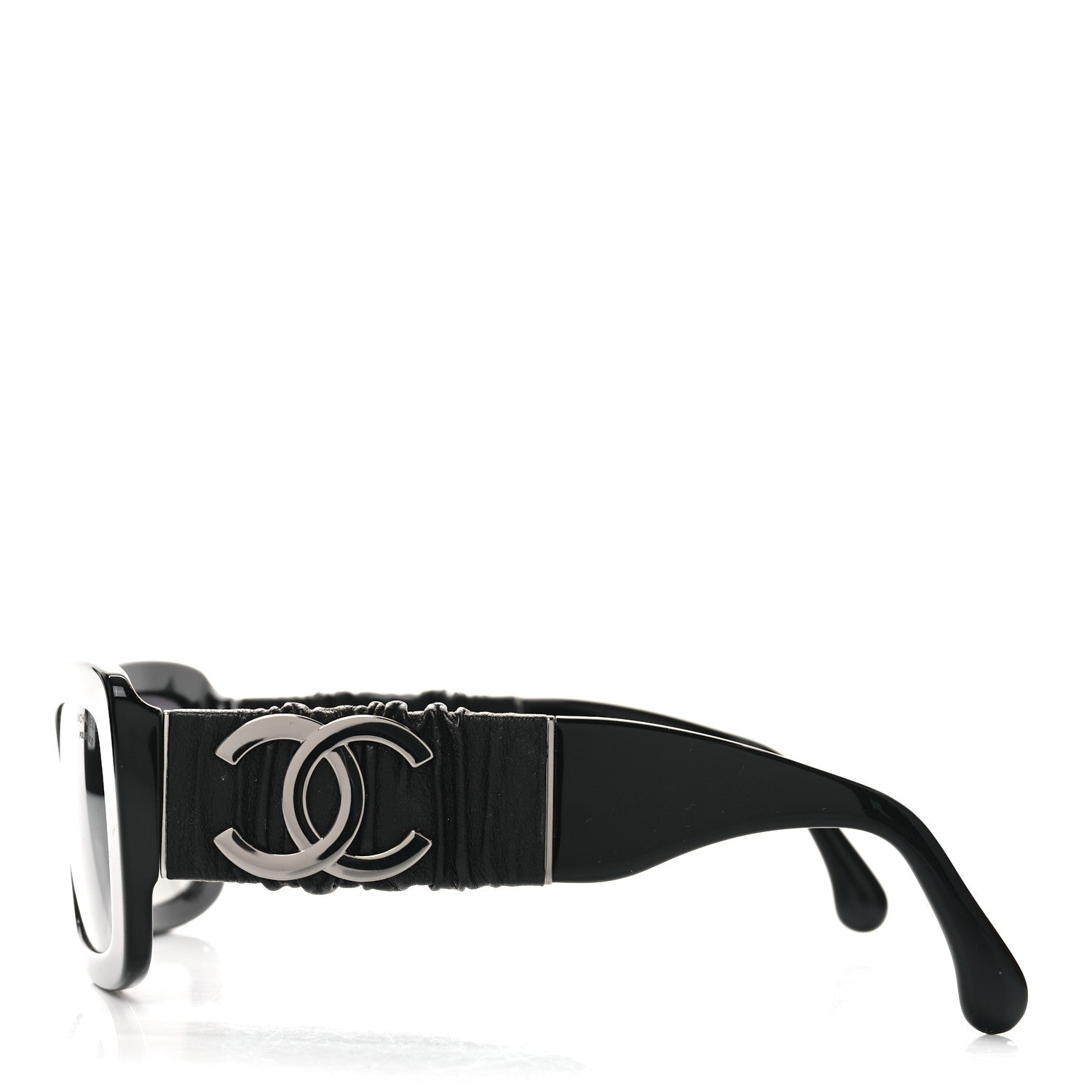 Acetate Calfskin Polarized Square Sunglasses 5473-Q Black