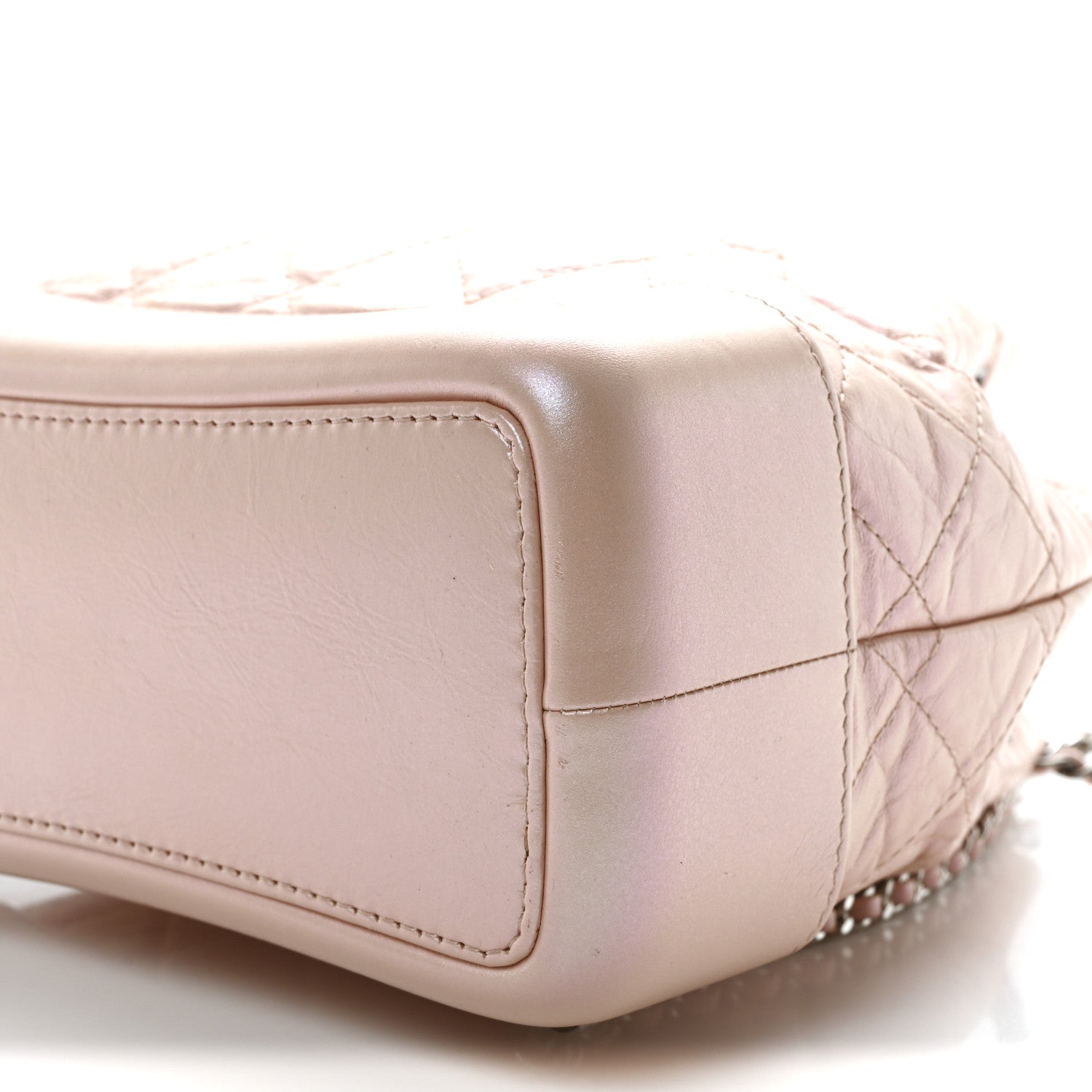 Iridescent Aged Calfskin Quilted Small Gabrielle Backpack Pink