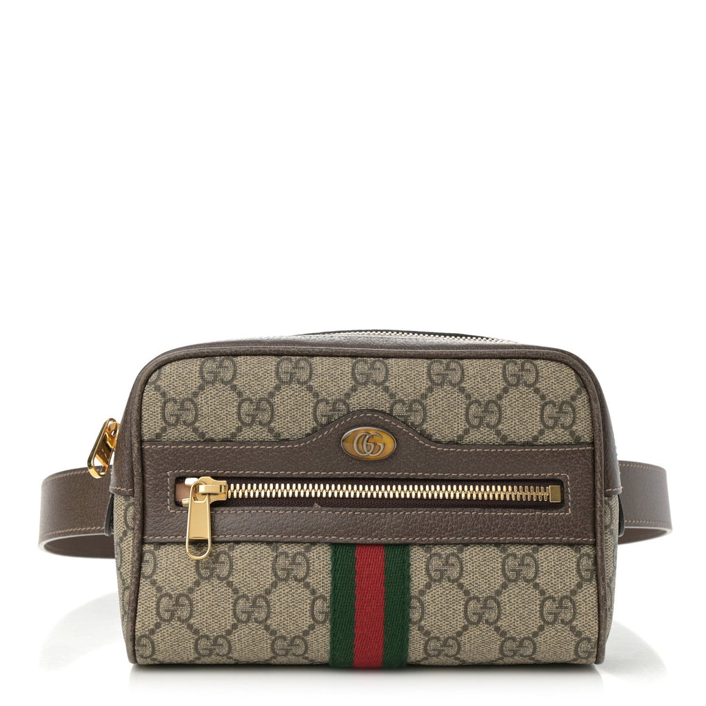 GG Supreme Monogram Web Small Ophidia Belt Bag 85 34 Dark Brown