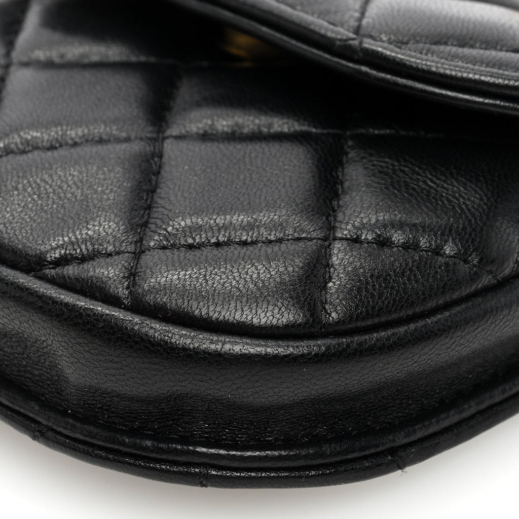 Lambskin Quilted Pearl Crush Waist Bag Black