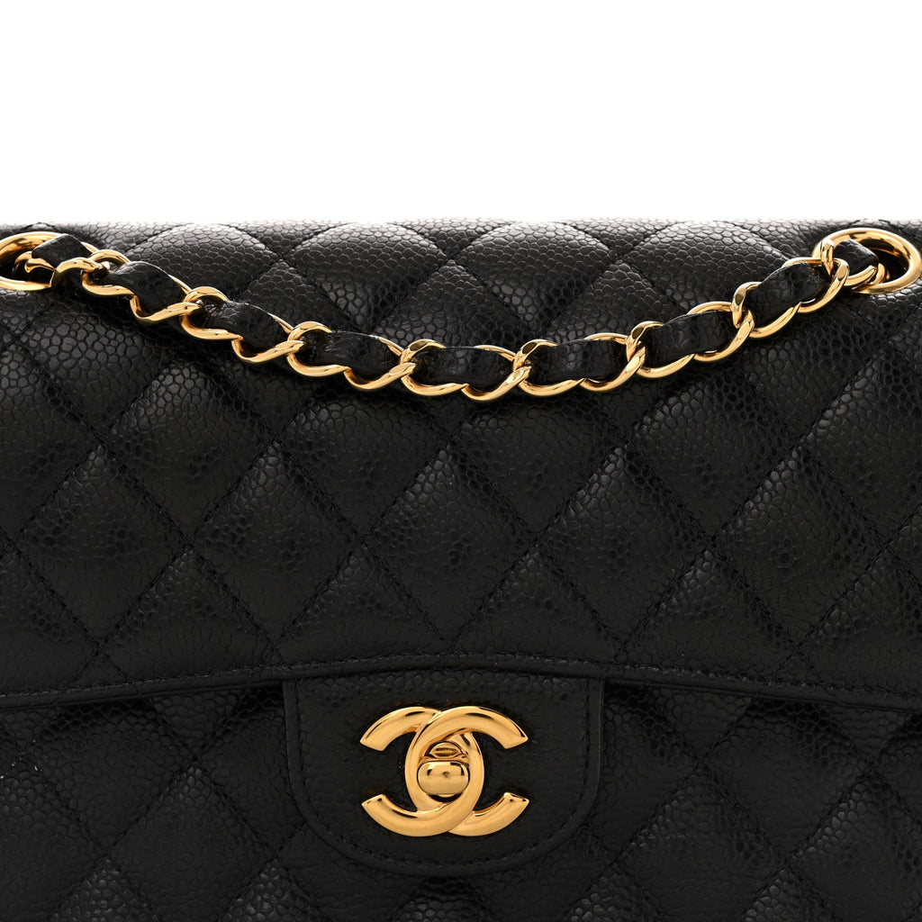 Caviar Quilted Small Double Flap Black