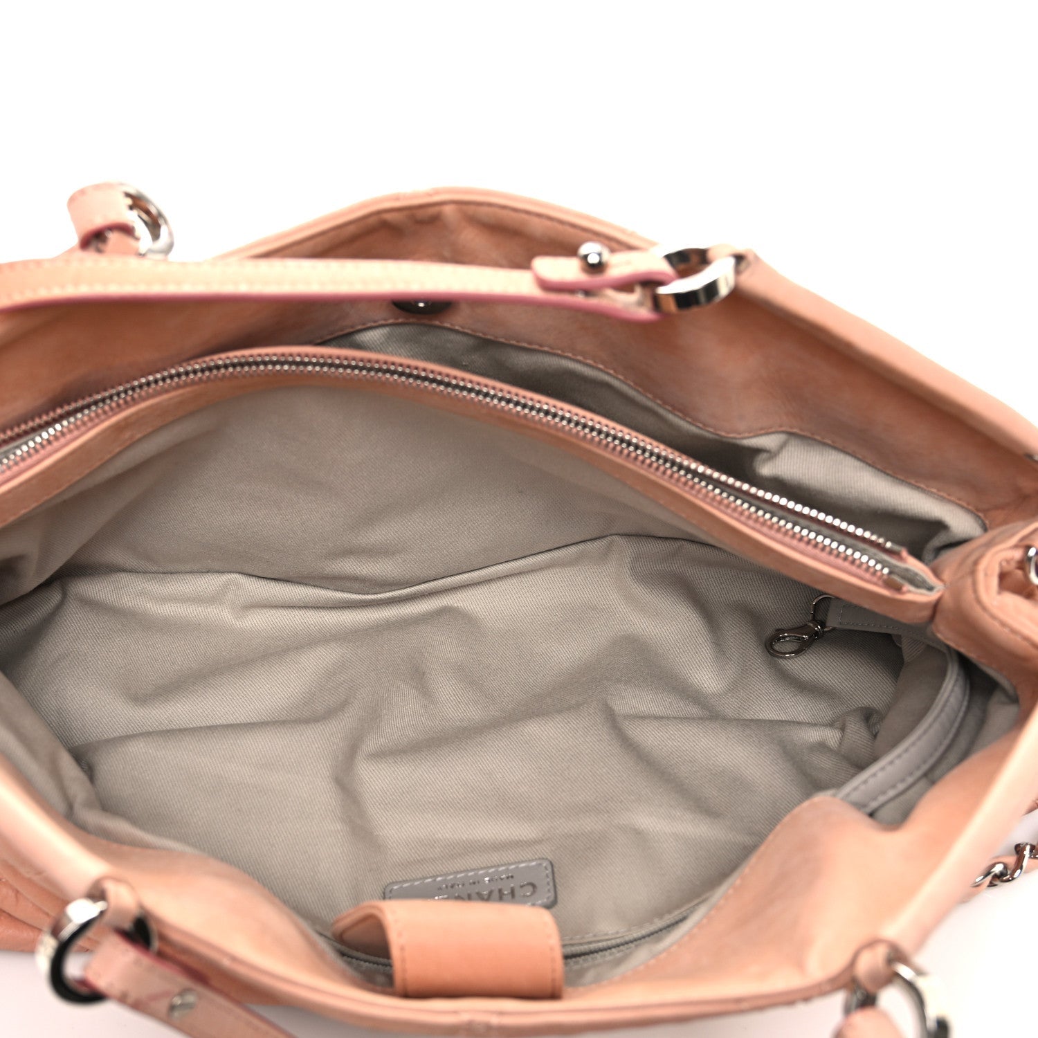 Iridescent Calfskin Quilted Small Sea Hit Tote Light Pink
