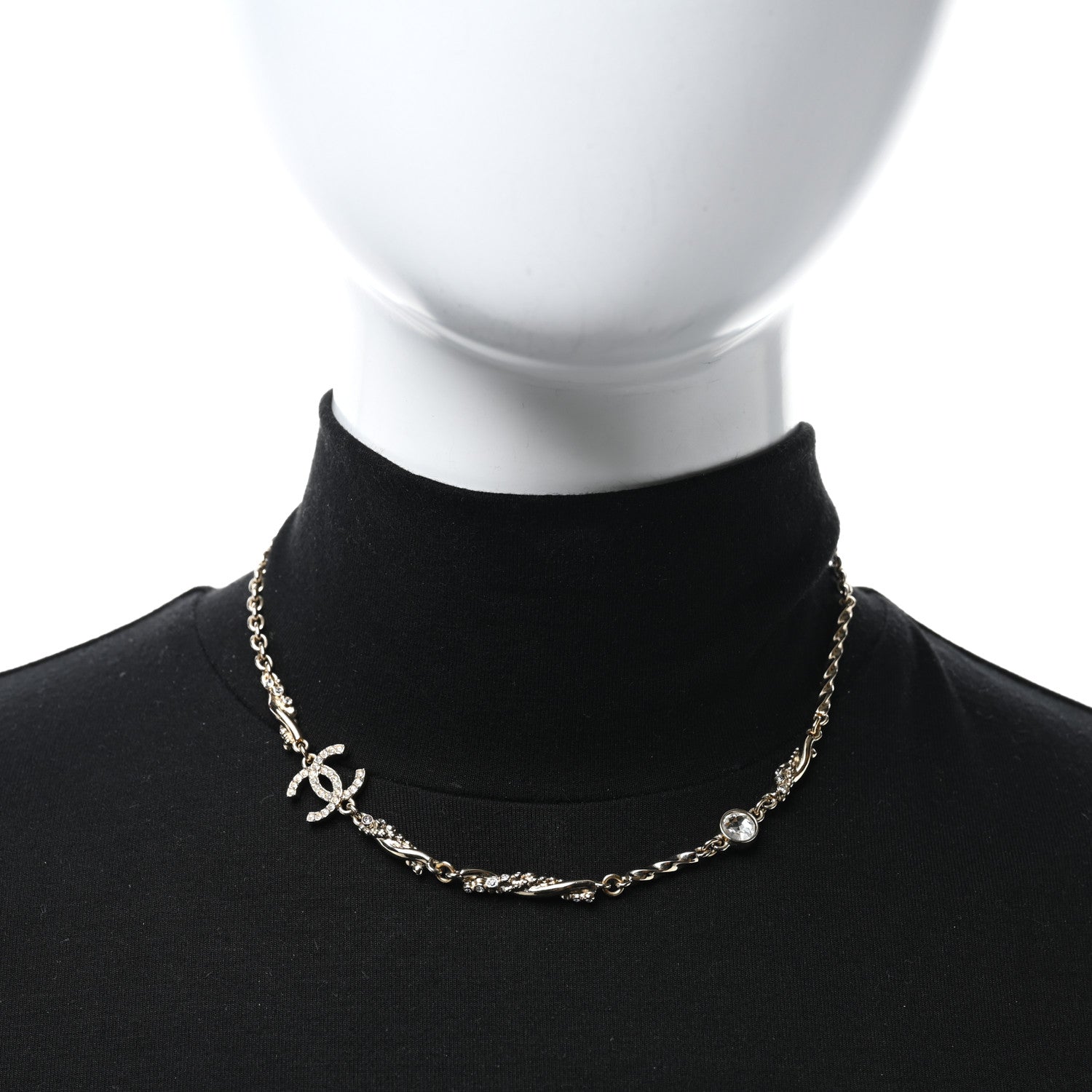 Crystal CC Twist Short Necklace Gold