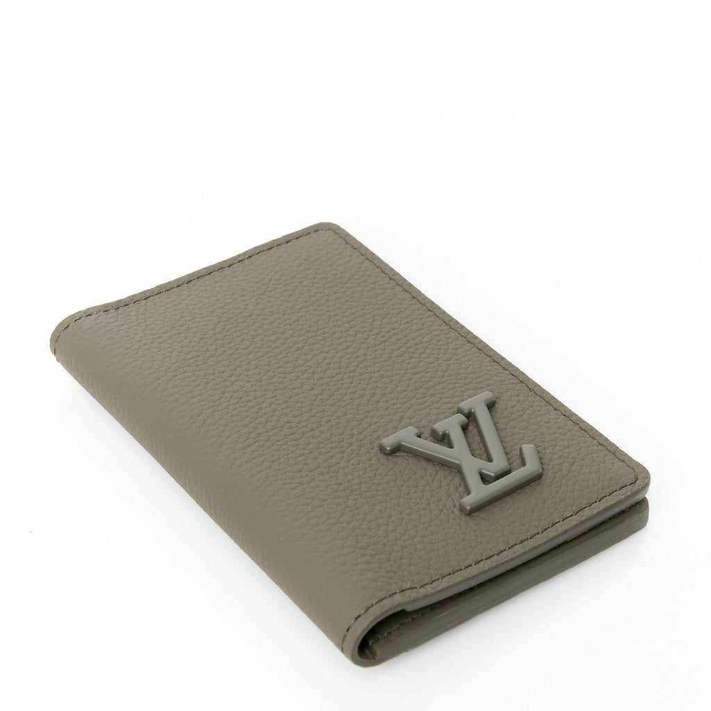 Grained Calfskin Aerogram Pocket Organizer Khaki