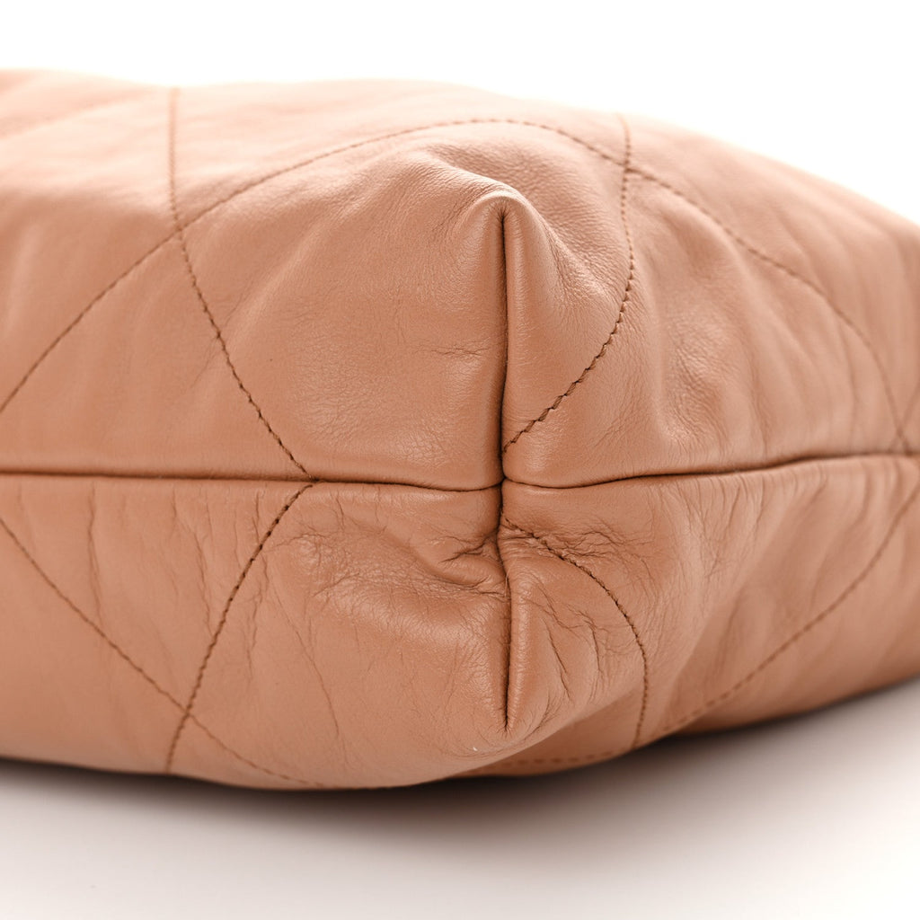 Shiny Calfskin Quilted Chanel 22 Camel