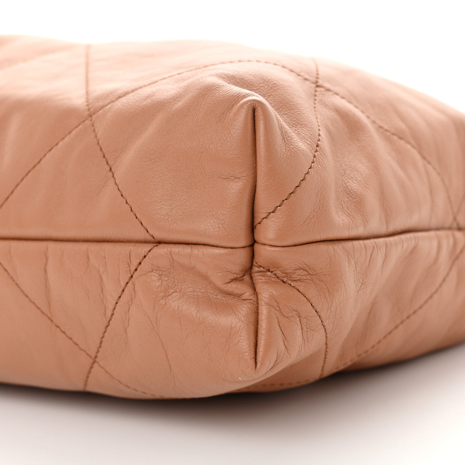 Shiny Calfskin Quilted Chanel 22 Camel