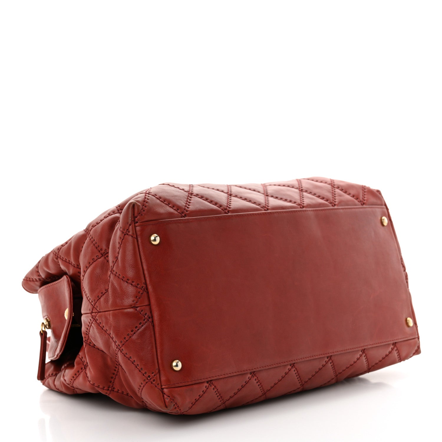 Calfskin Quilted Medium Retro Chain Tote Red
