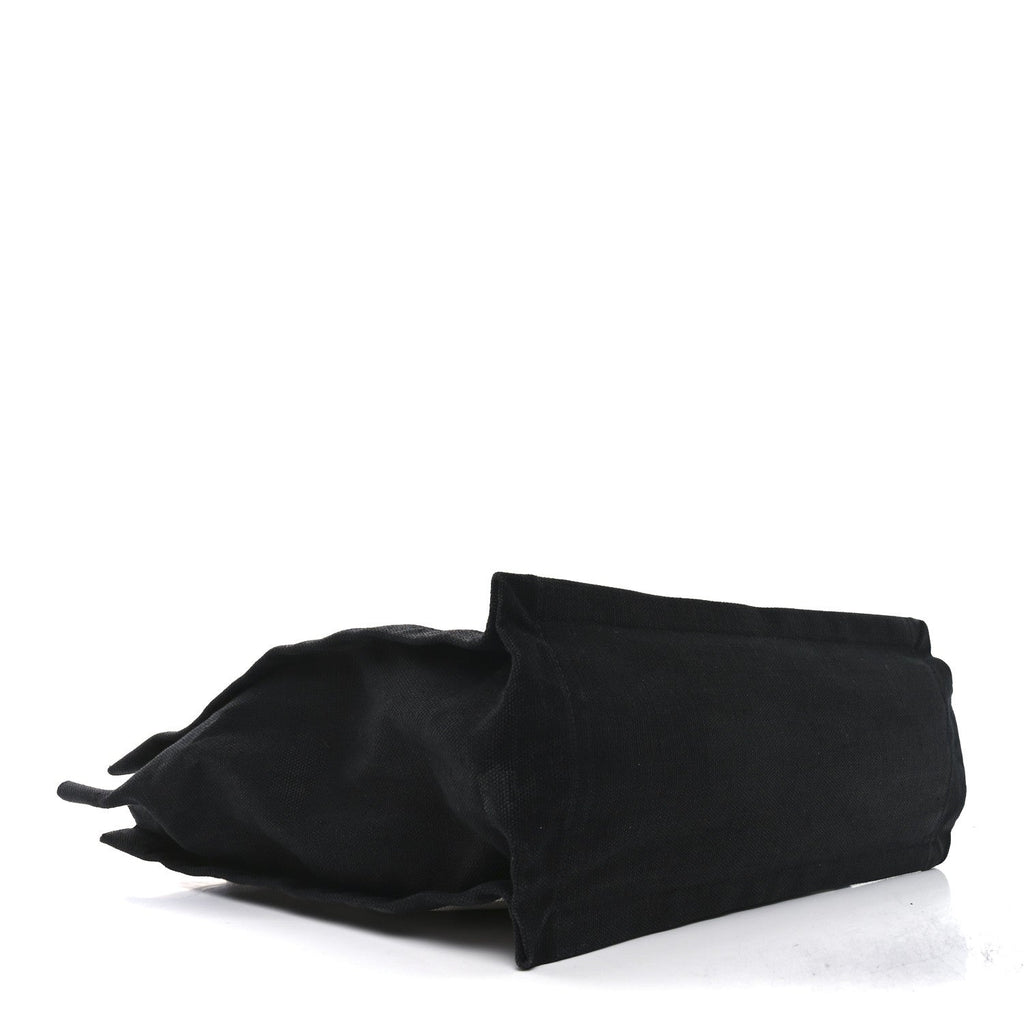 Linen Calfskin Rive Gauche North South Tote White Black