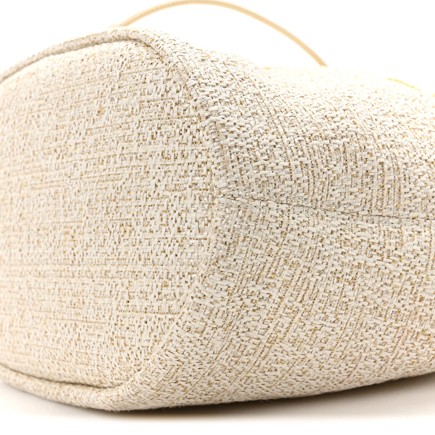 Lurex Boucle Deauville Drawstring Bucket Bag Ivory