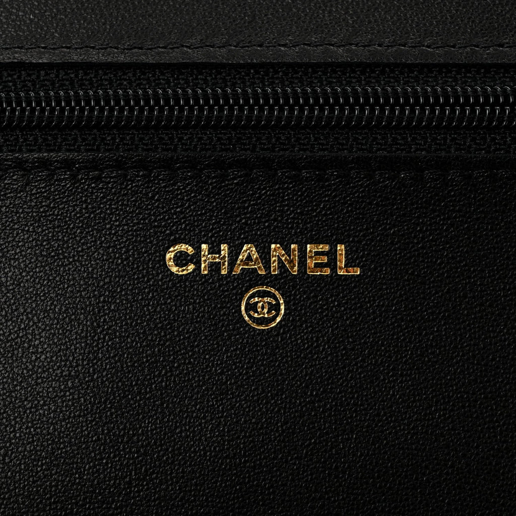 Lambskin Pyramid Wallet On Chain WOC Black