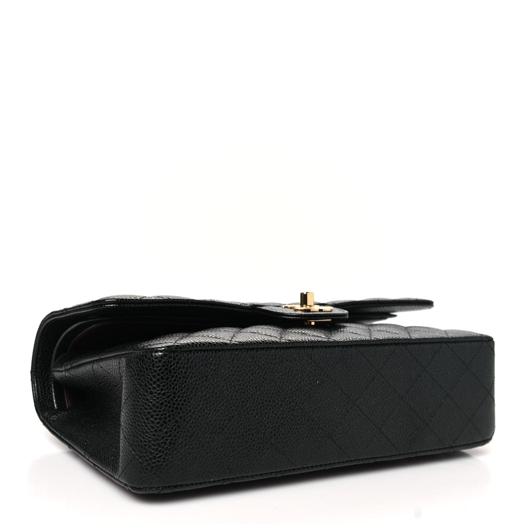 Caviar Quilted Small Double Flap Black