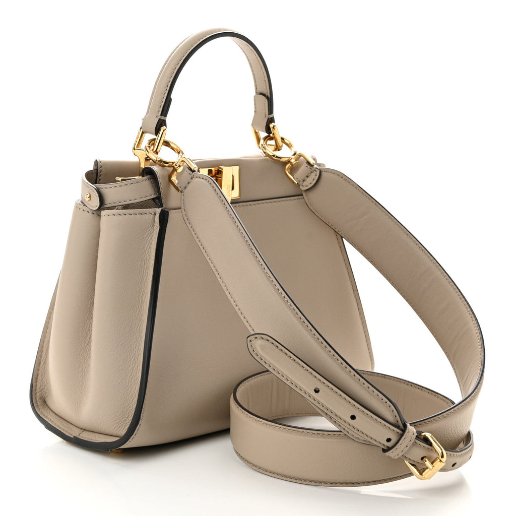 Vitello Seta Canvas FF Embroidered Mini Peekaboo Iconic Satchel Nuvola
