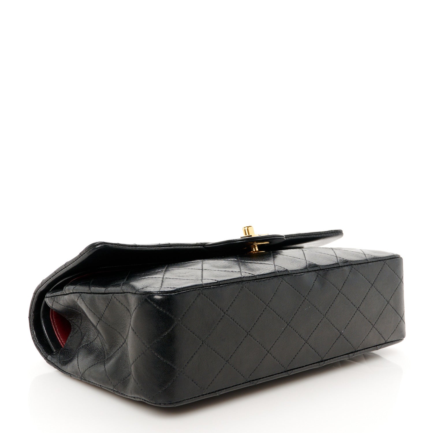 Lambskin Quilted Medium Double Flap Black