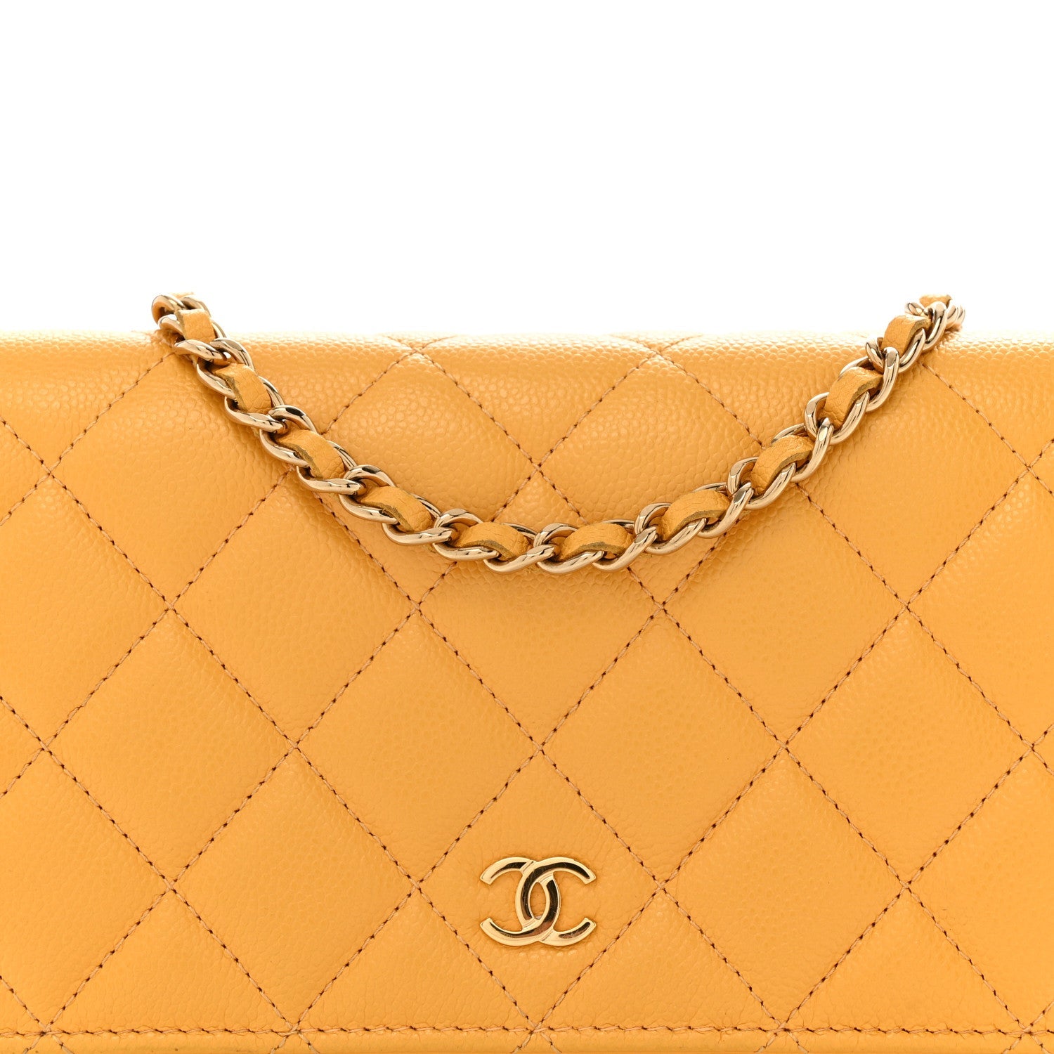 Caviar Quilted Wallet on Chain WOC Yellow