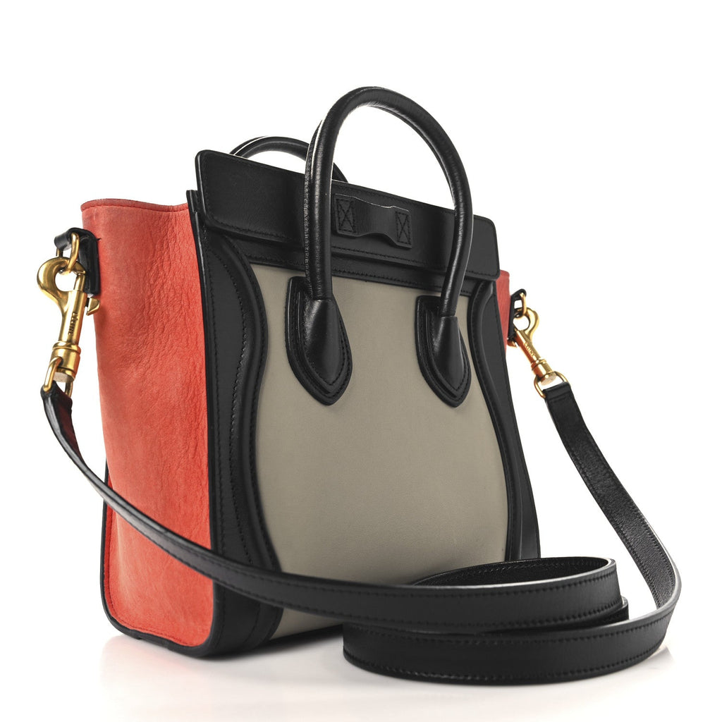 Smooth Calfskin Nubuck Nano Tri-Color Luggage Beige