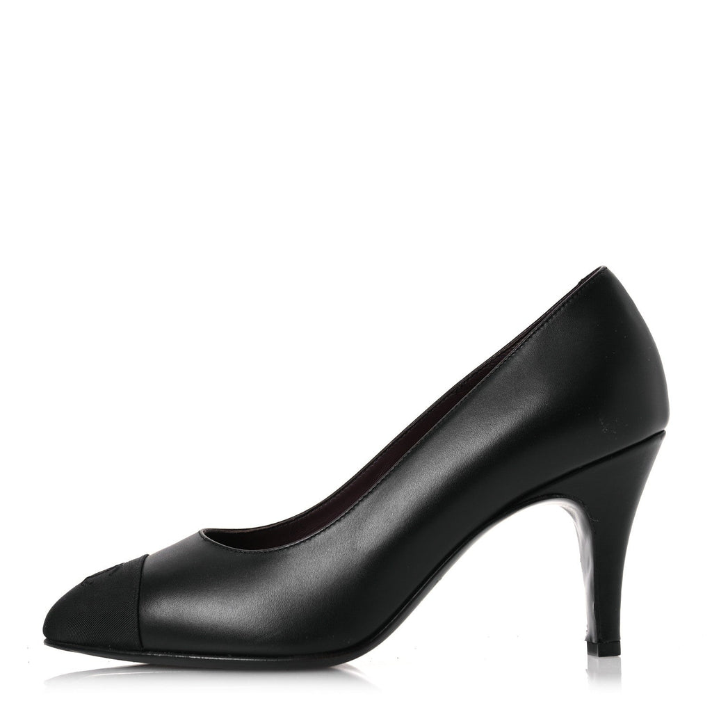 Lambskin Grosgrain Cap Toe CC Pumps 37.5 Black