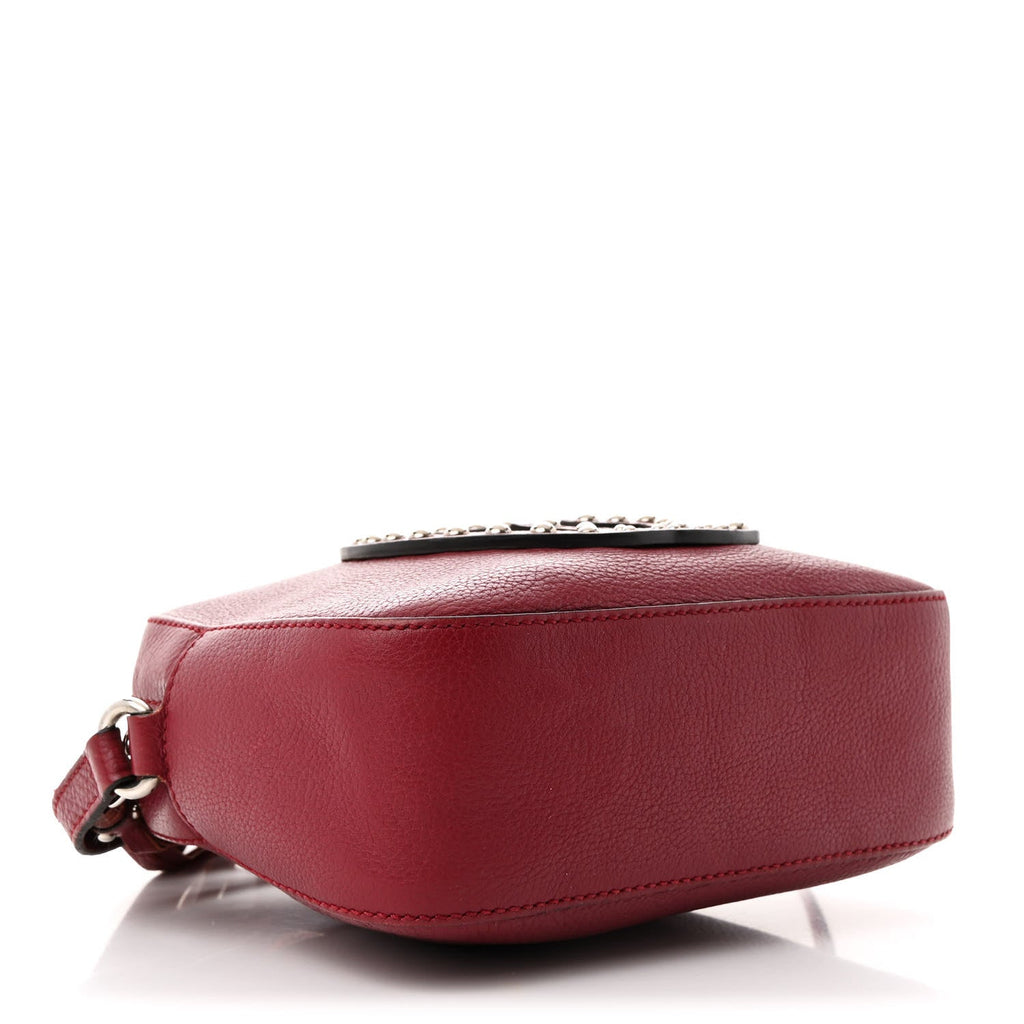 Pebbled Calfskin Studded Small Soho Disco Bag Soft Burgundy