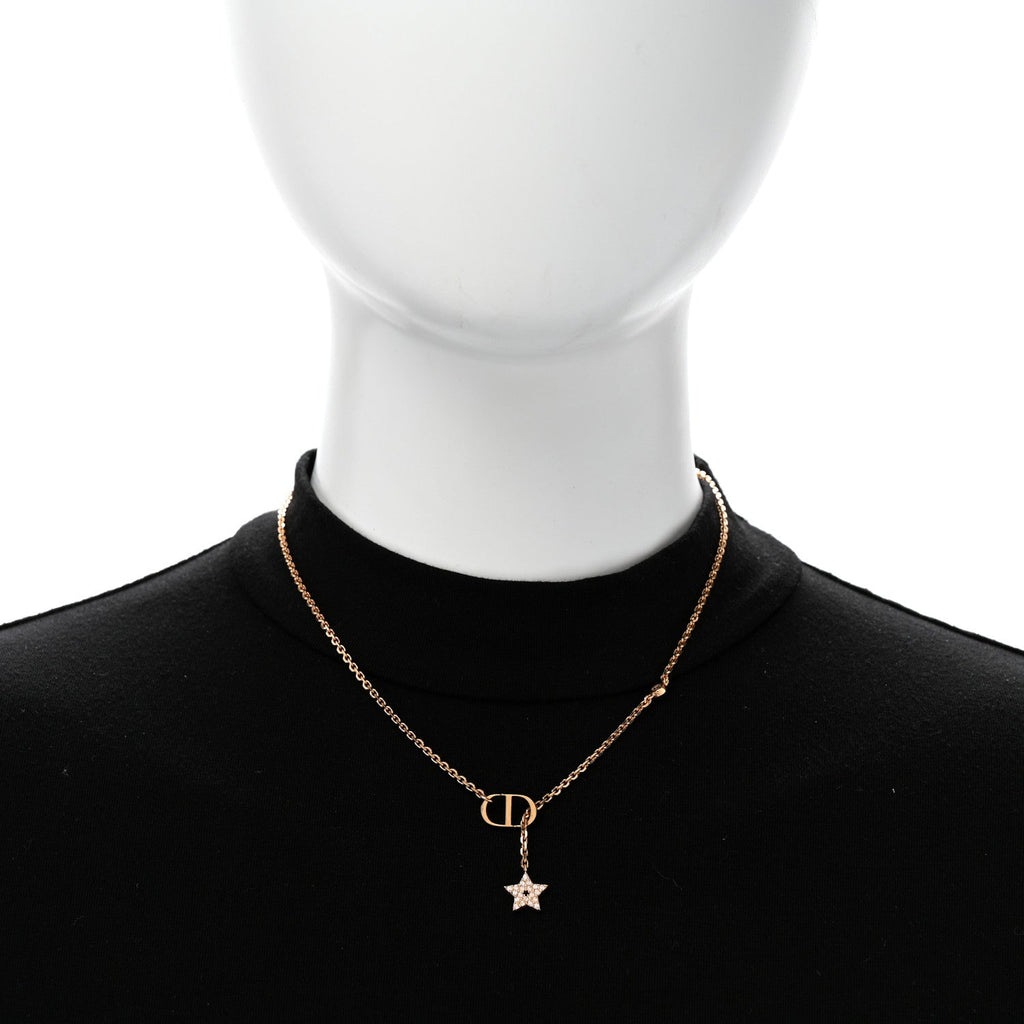 Metal Crystal Petit CD Necklace Rose Gold